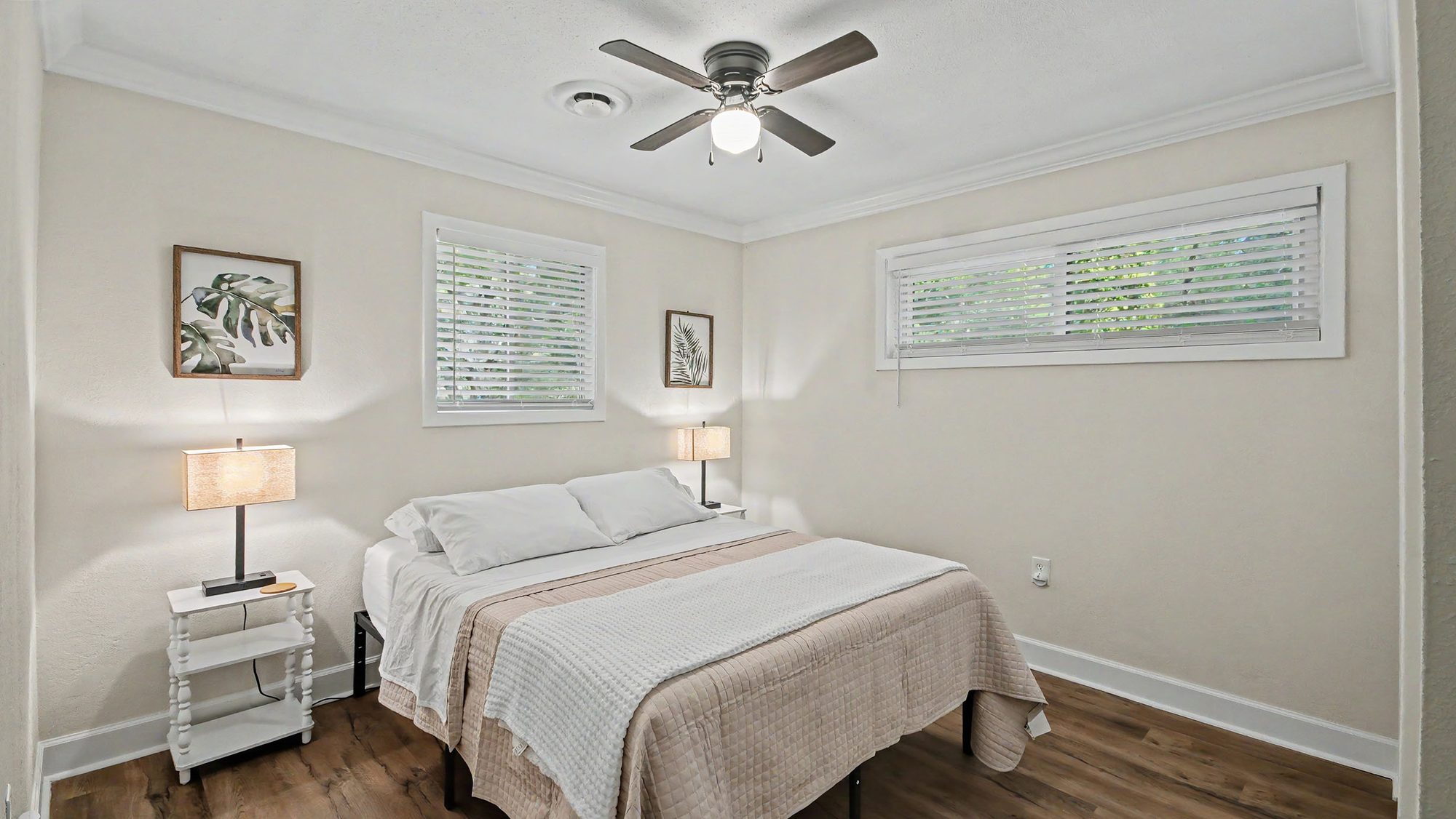 Primary bedroom with queen bed